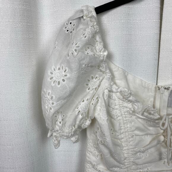 Hello Molly White Eyelet Saved By The Bell Mini Dress Sz.L/US 8 - Picture 10 of 16